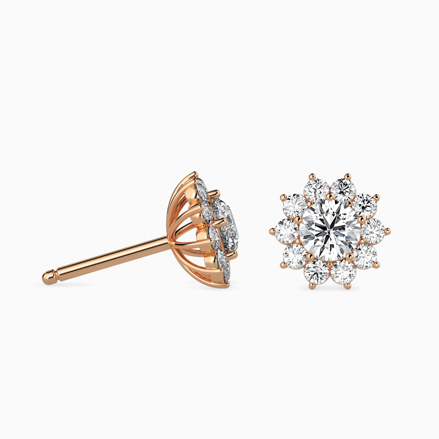 Burnt Solitaire Diamond Earring Rose Gold