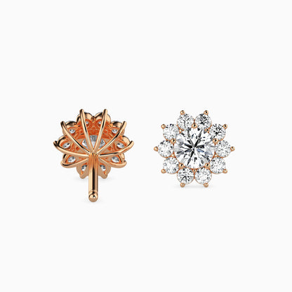 Burnt Solitaire Diamond Earring Rose Gold