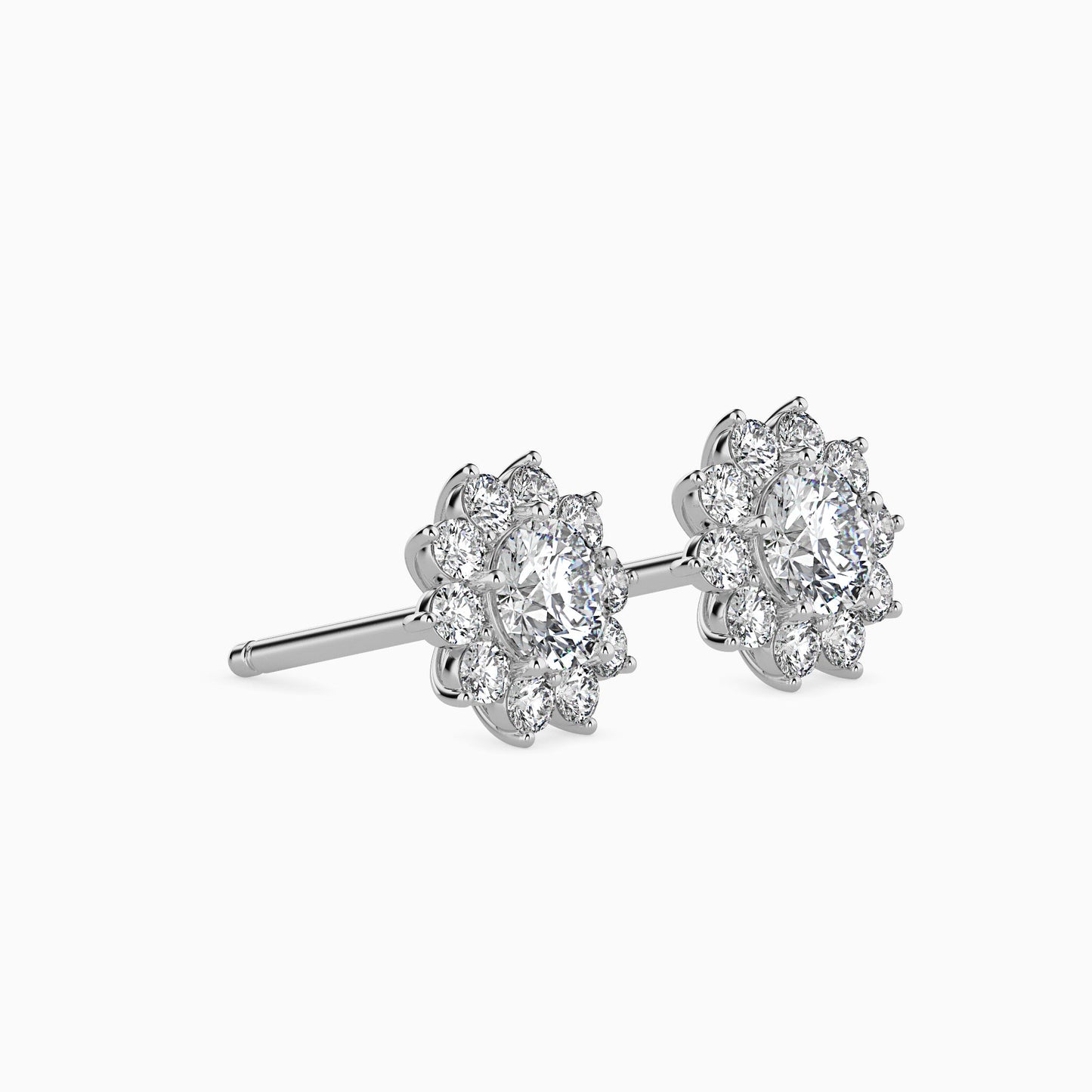 Burnt Solitaire Diamond Earring White Gold