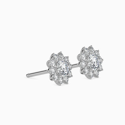 Burnt Solitaire Diamond Earring Platinum