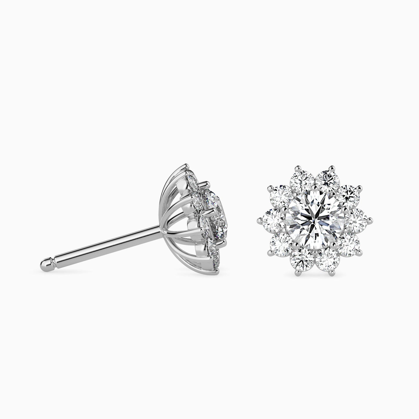 Burnt Solitaire Diamond Earring White Gold