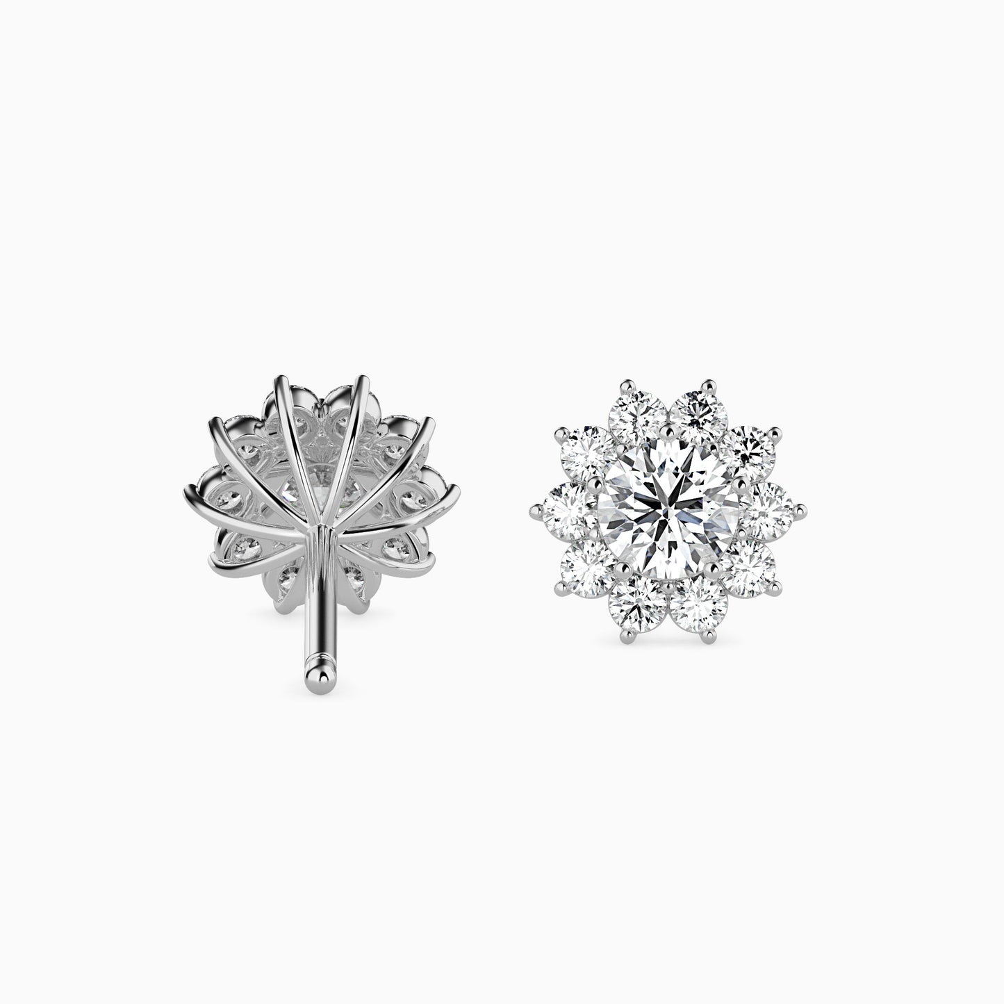 Burnt Solitaire Diamond Earring White Gold