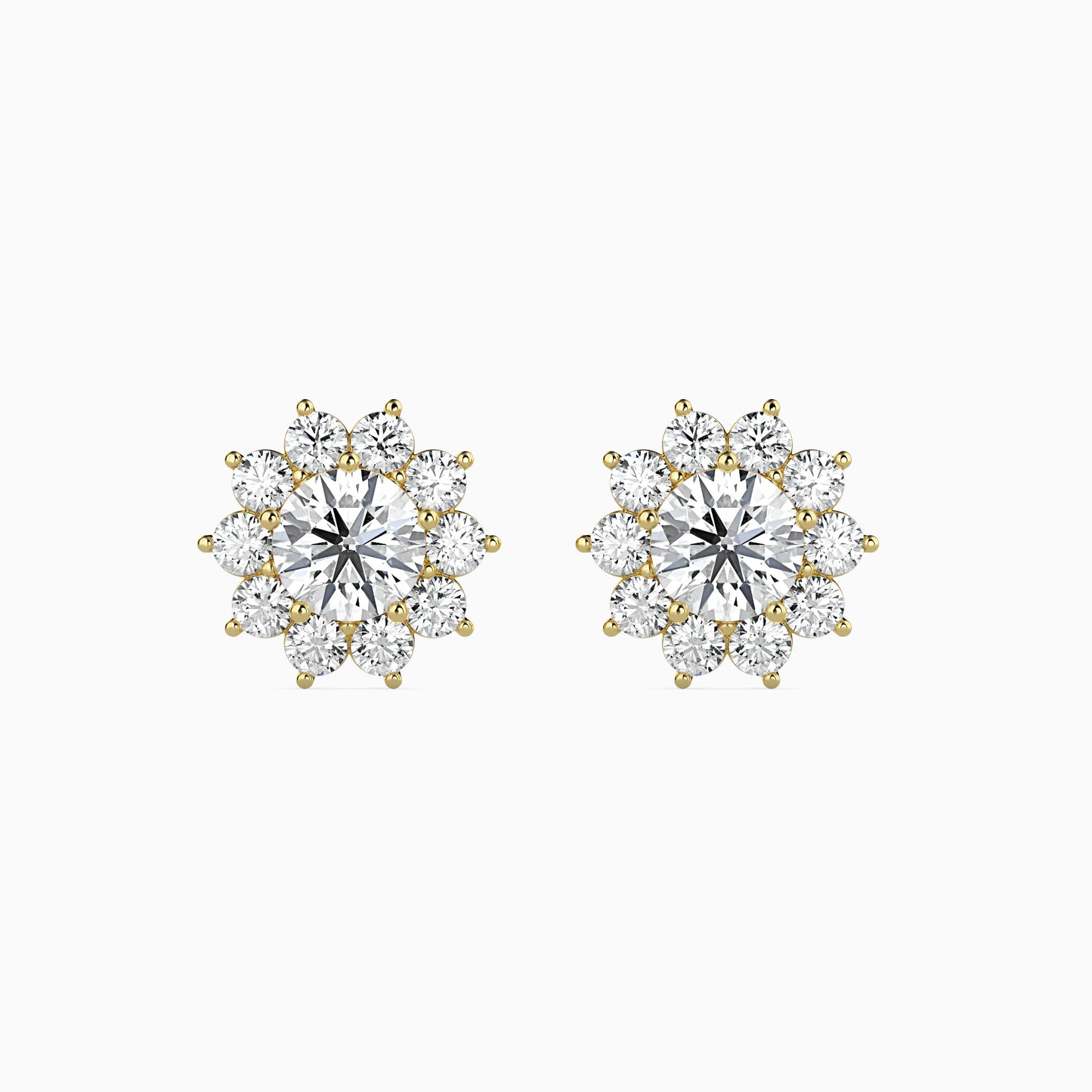 Burnt Solitaire Diamond Earring Yellow Gold