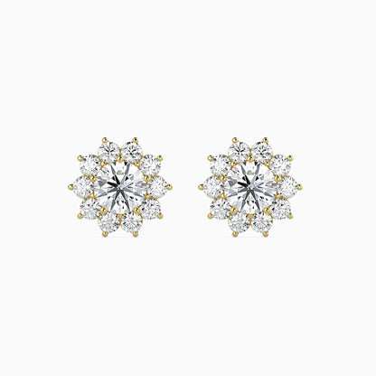 Burnt Solitaire Diamond Earring Yellow Gold