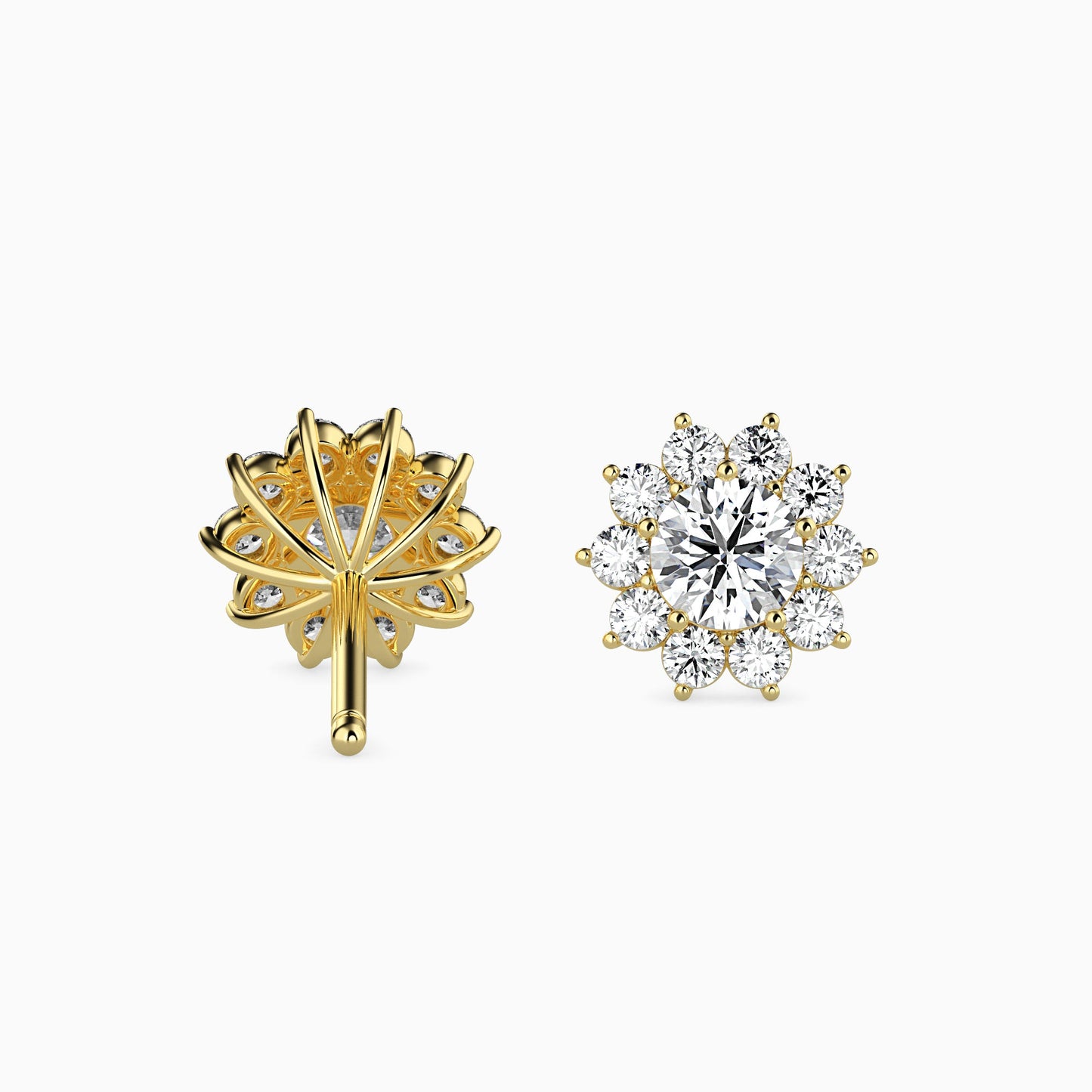 Burnt Solitaire Diamond Earring Yellow Gold