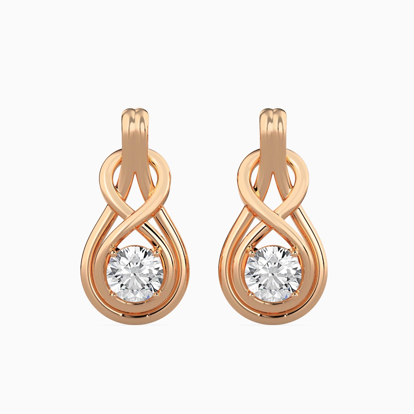 Lefou Solitaire Diamond Earring Rose Gold