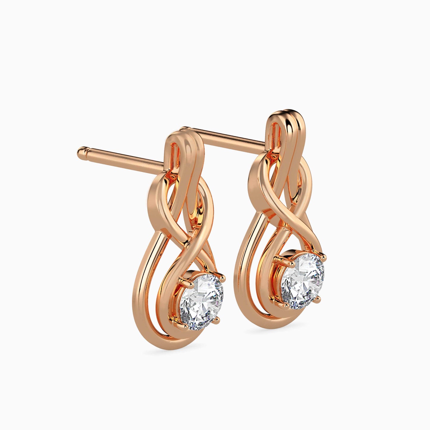 Lefou Solitaire Diamond Earring Rose Gold