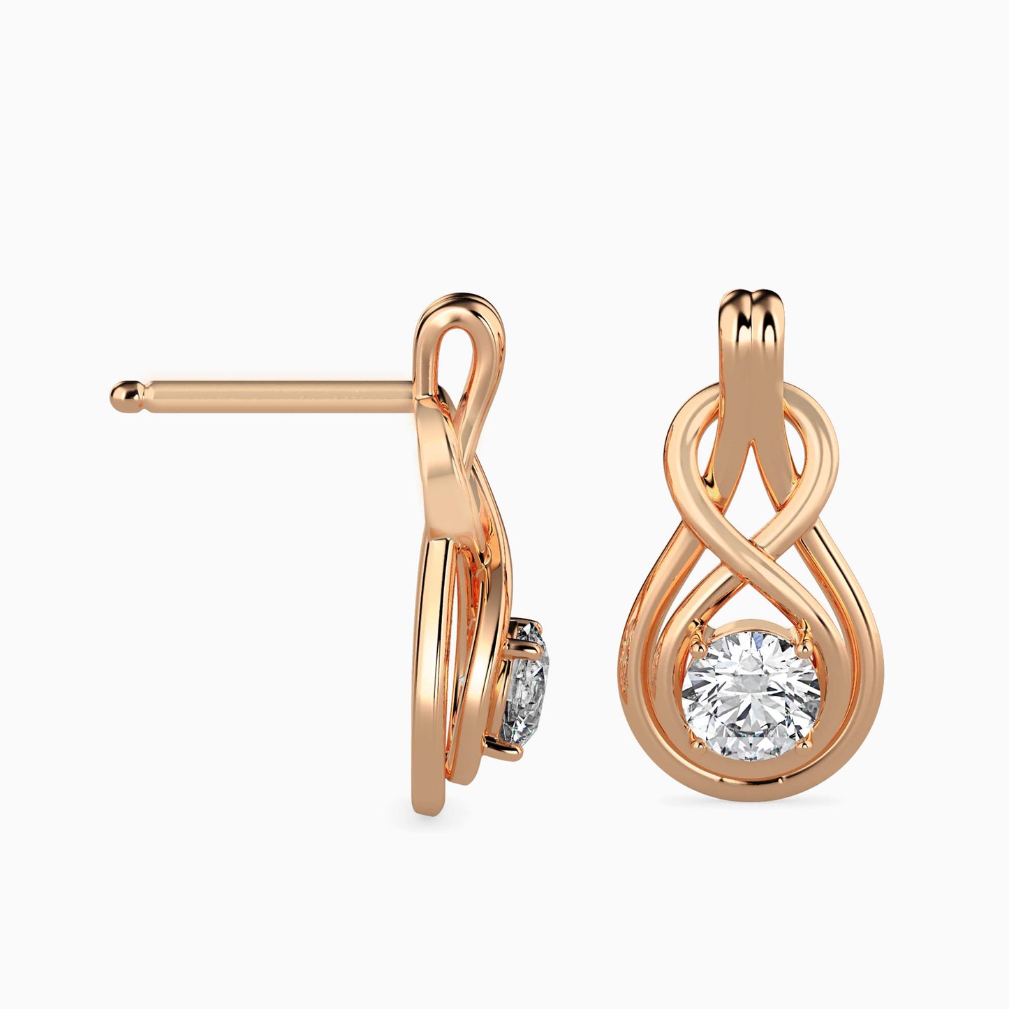 Lefou Solitaire Diamond Earring Rose Gold