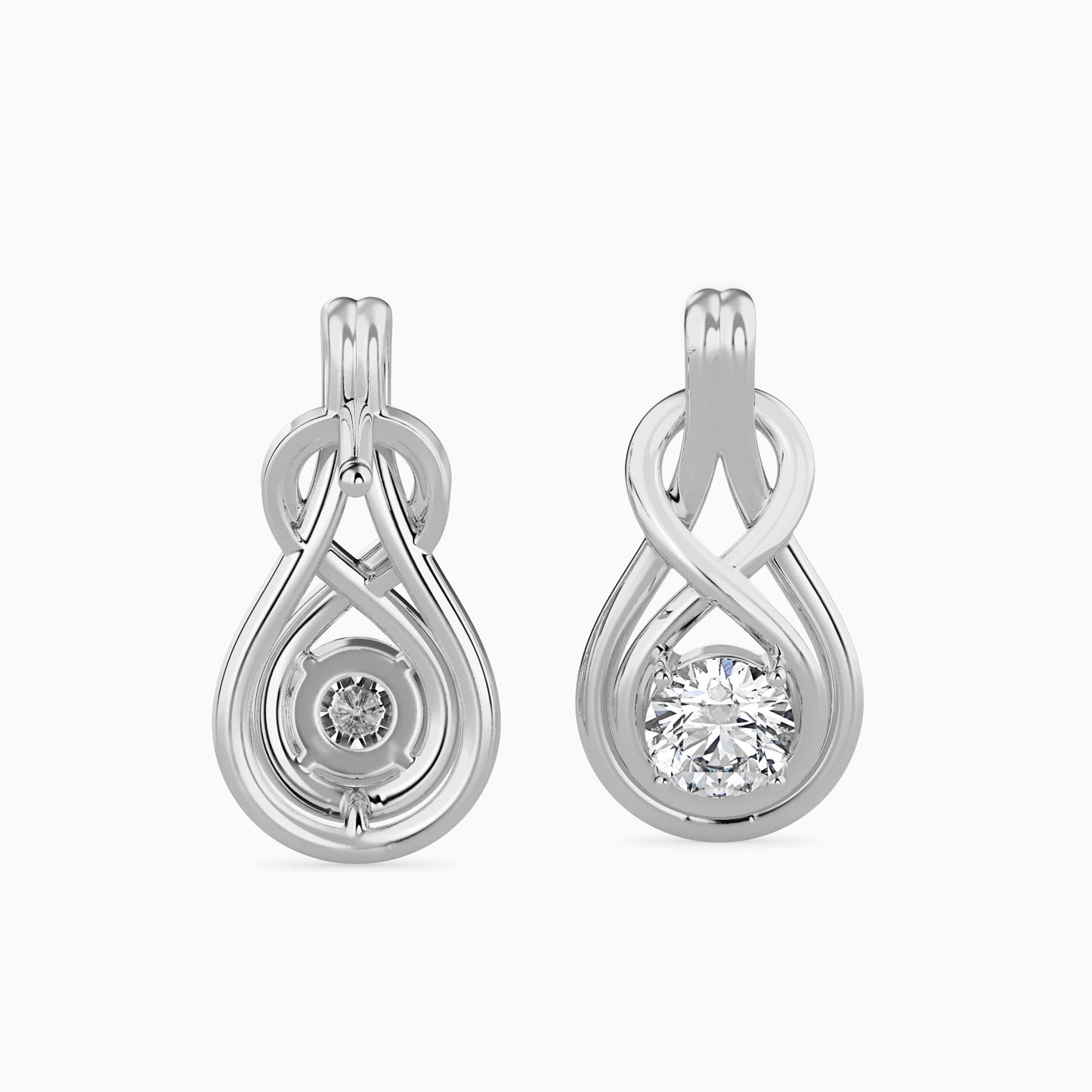 Lefou Solitaire Diamond Earring White Gold