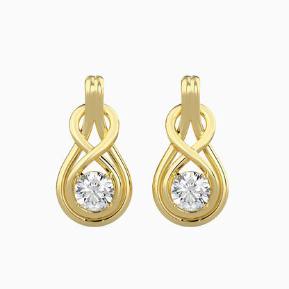 Lefou Solitaire Diamond Earring Yellow Gold