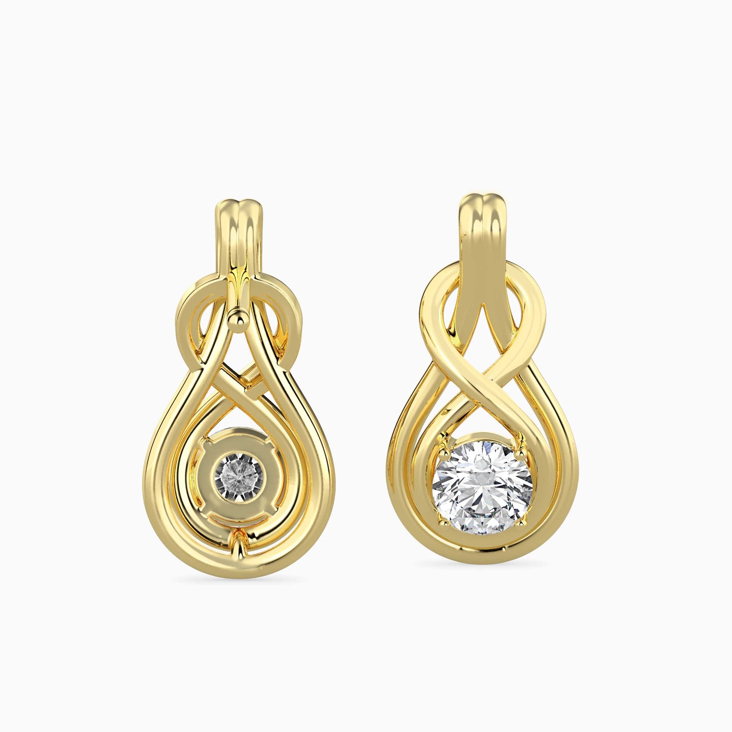 Lefou Solitaire Diamond Earring Yellow Gold