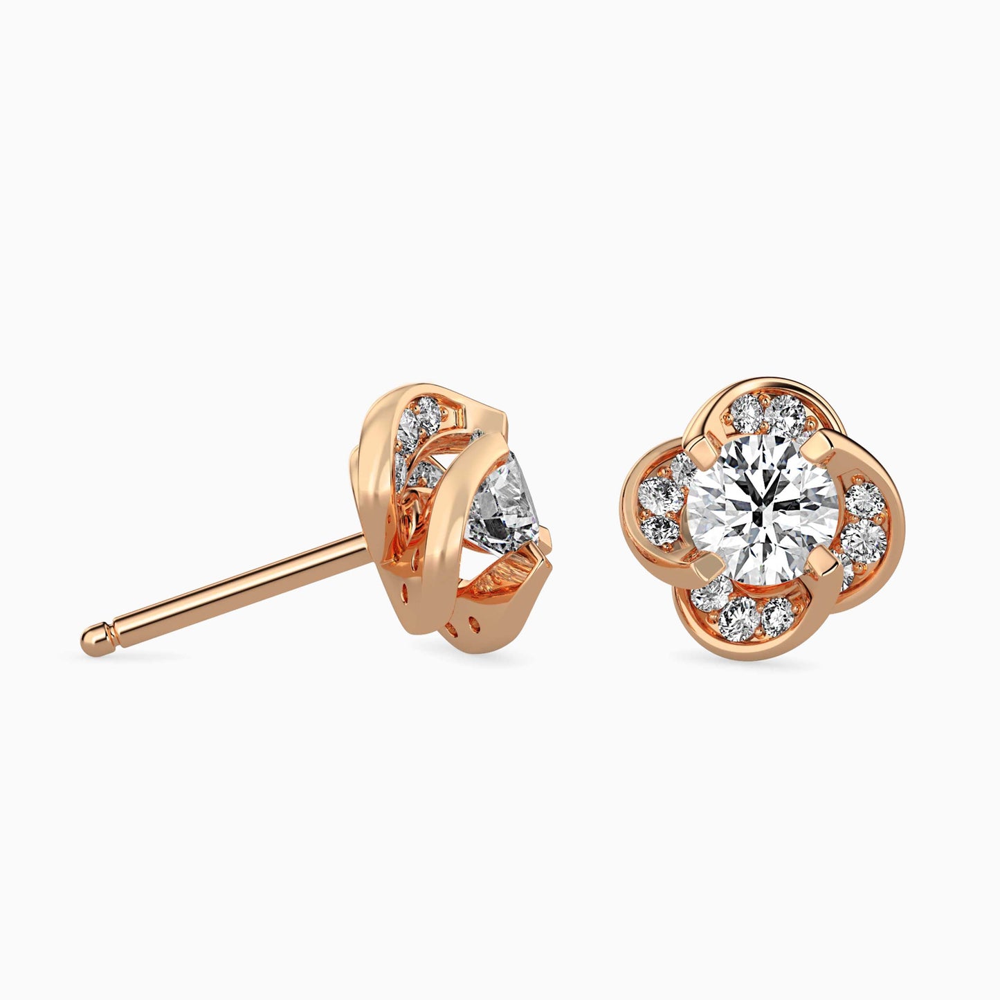 Piec Solitaire Diamond Earring Rose Gold