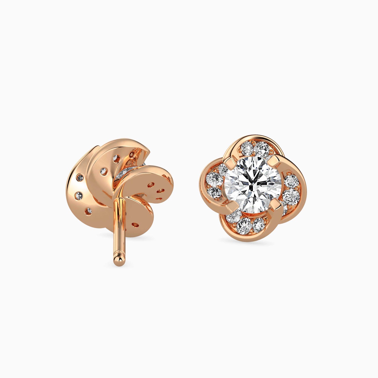 Piec Solitaire Diamond Earring Rose Gold