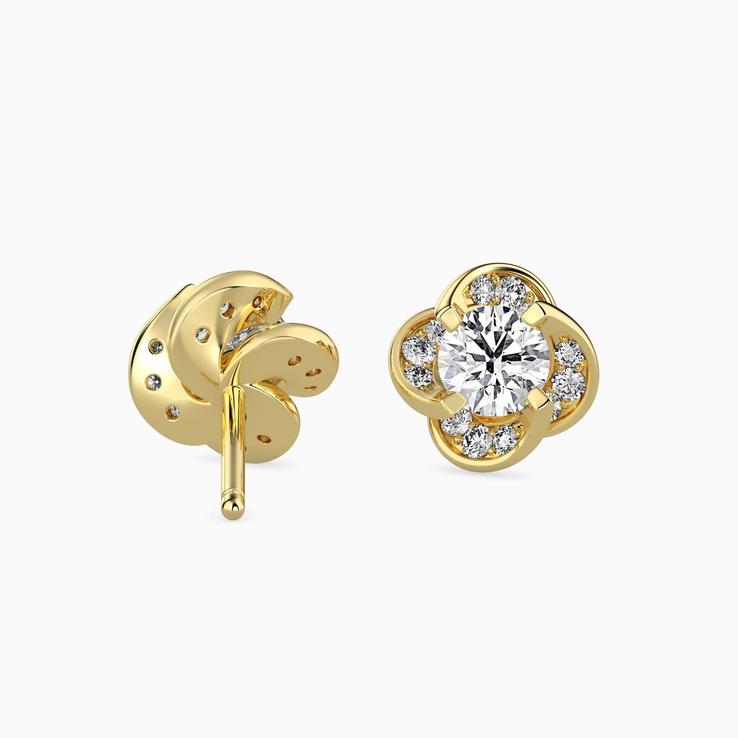 Piec Solitaire Diamond Earring Yellow Gold