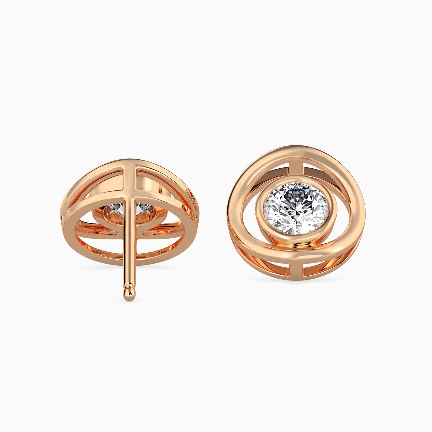 Bestia Diamond Solitaire Earring Rose Gold