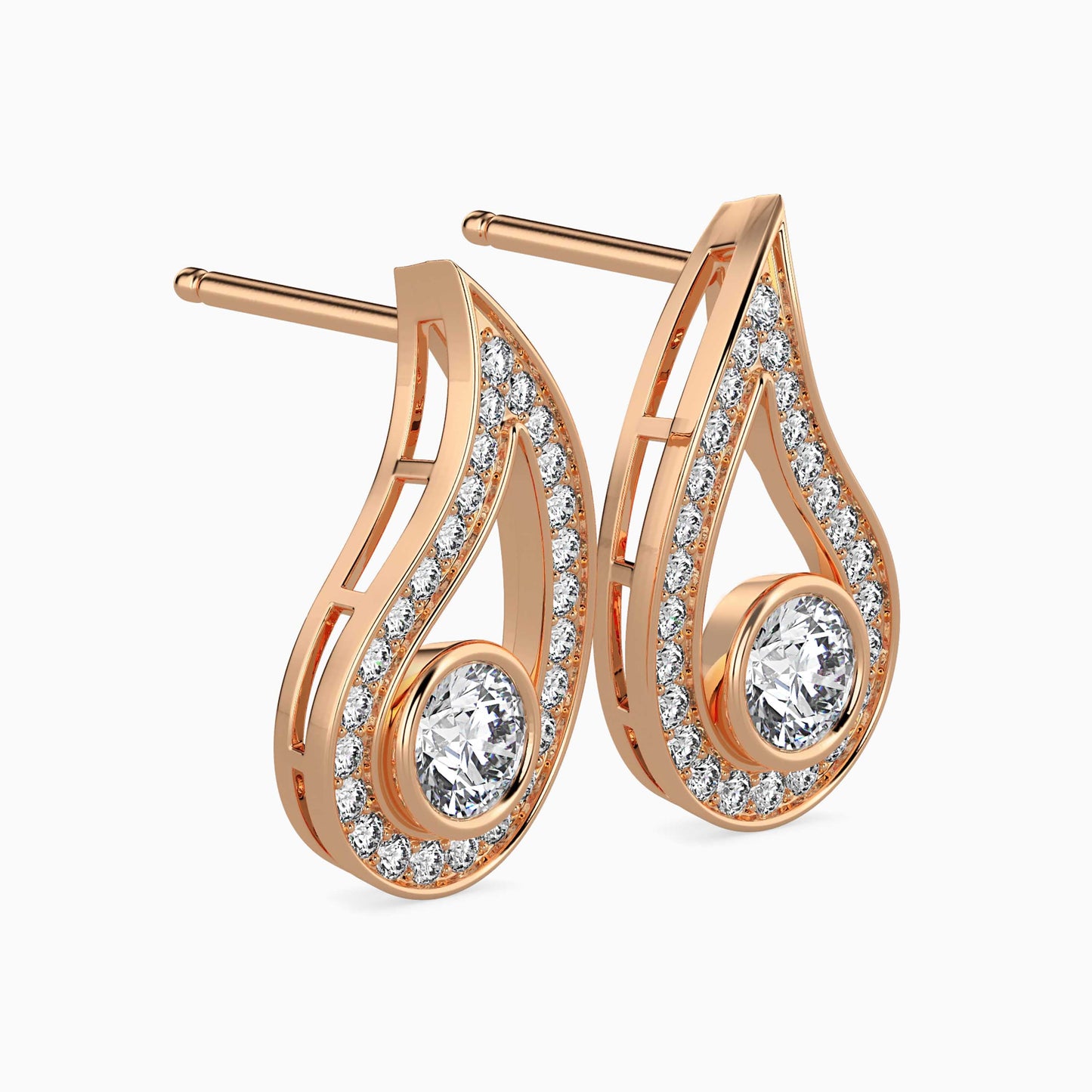 Trybik Diamond Solitaire Earring Rose Gold