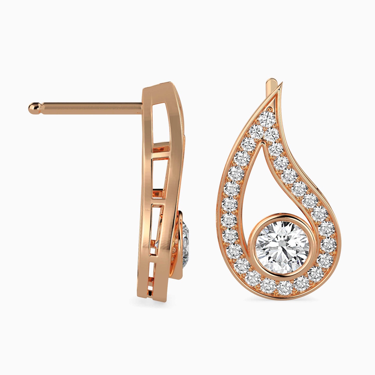 Trybik Diamond Solitaire Earring Rose Gold