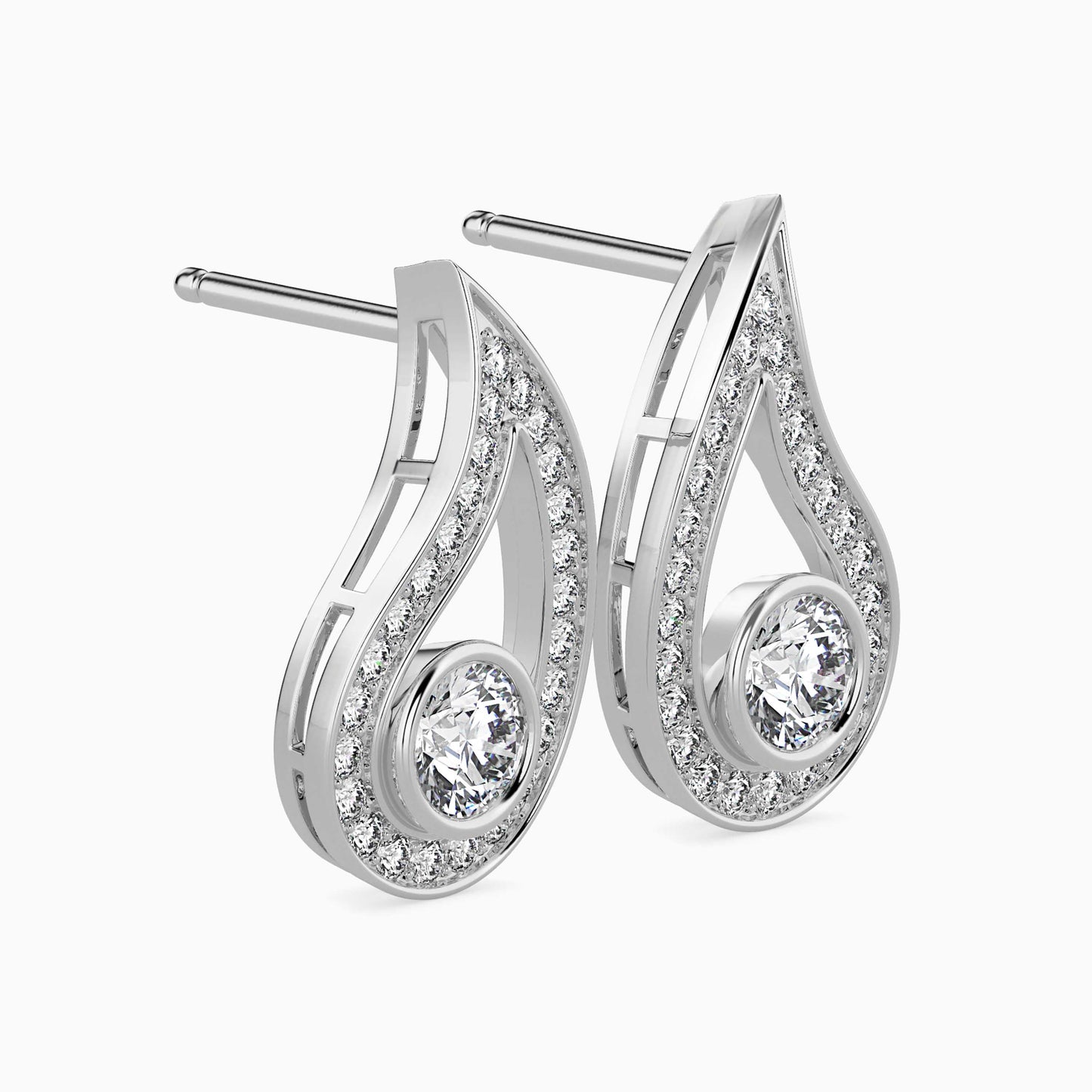 Trybik Diamond Solitaire Earring White Gold