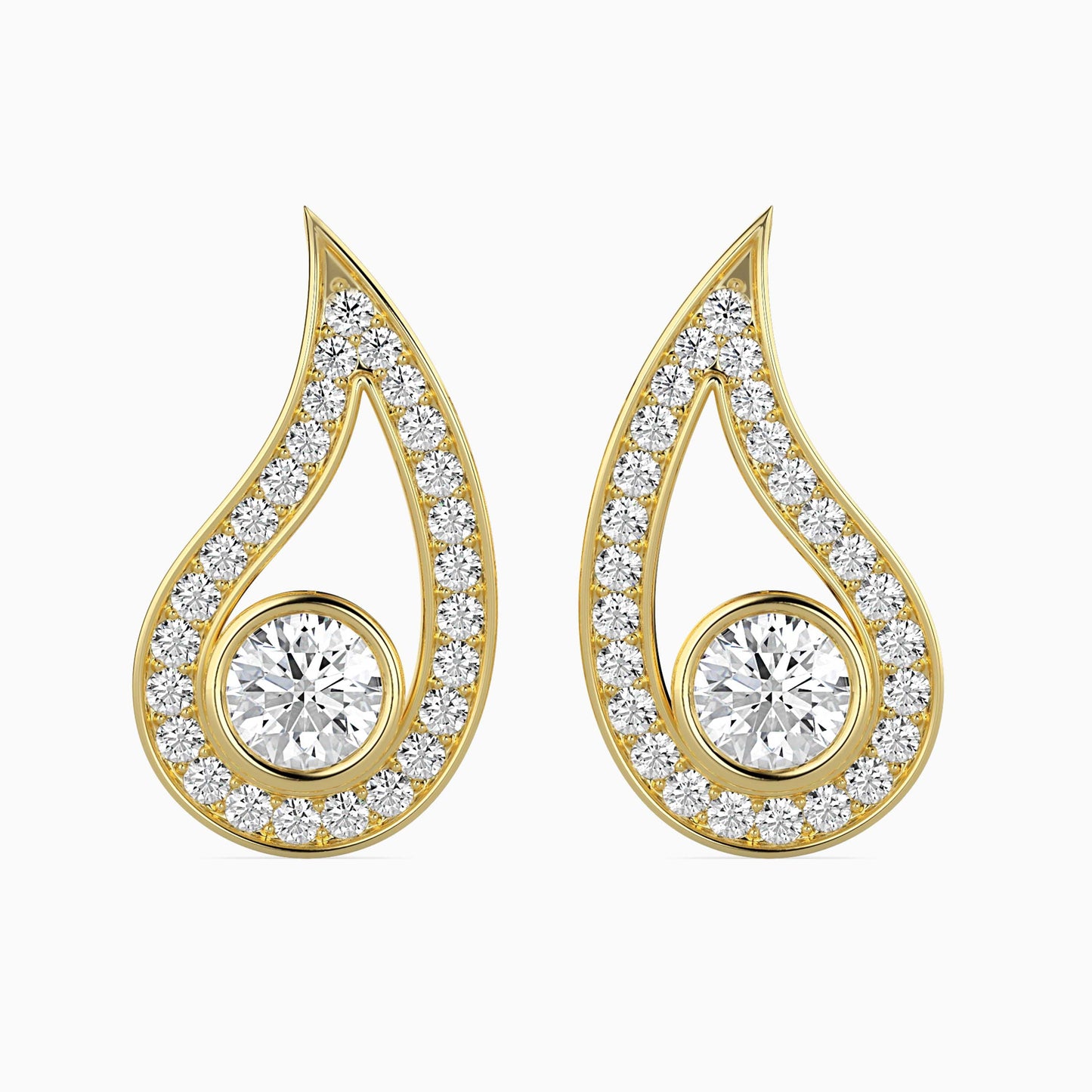 Trybik Diamond Solitaire Earring Yellow Gold