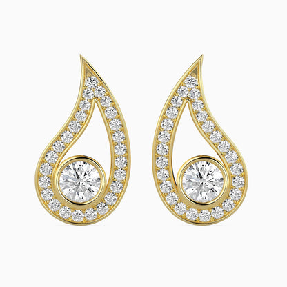 Trybik Diamond Solitaire Earring Yellow Gold