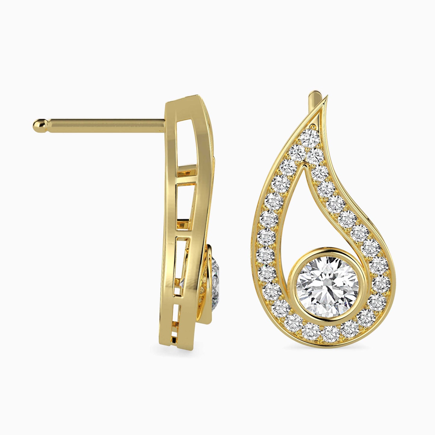 Trybik Diamond Solitaire Earring Yellow Gold