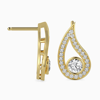 Trybik Diamond Solitaire Earring Yellow Gold