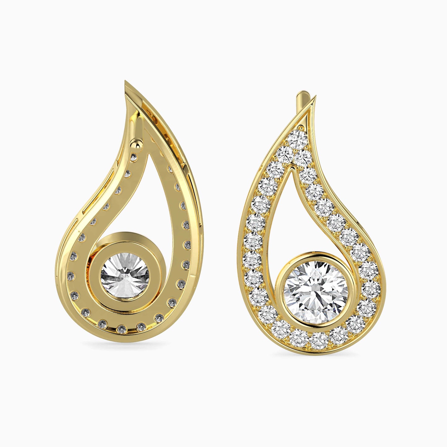 Trybik Diamond Solitaire Earring Yellow Gold