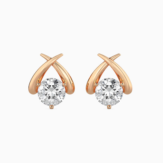 Aquata Solitaire Diamond Earring Rose Gold