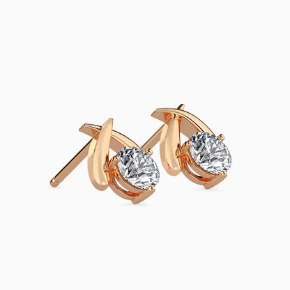 Aquata Solitaire Diamond Earring Rose Gold