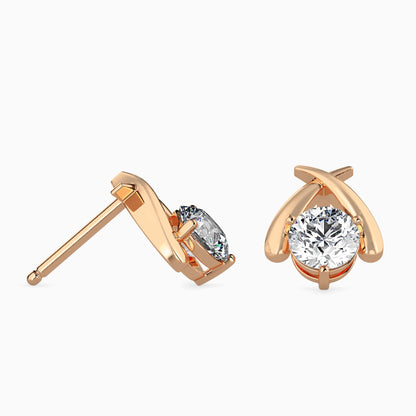 Aquata Solitaire Diamond Earring Rose Gold