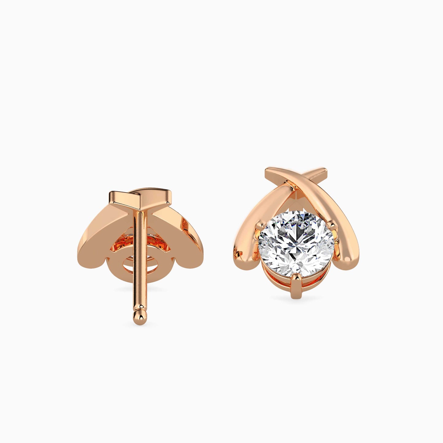 Aquata Solitaire Diamond Earring Rose Gold