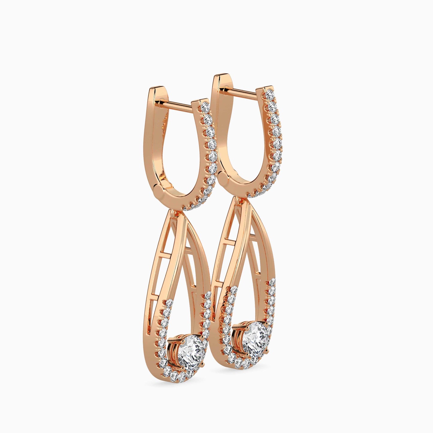 Scuttle Diamond Solitaire Earring Rose Gold