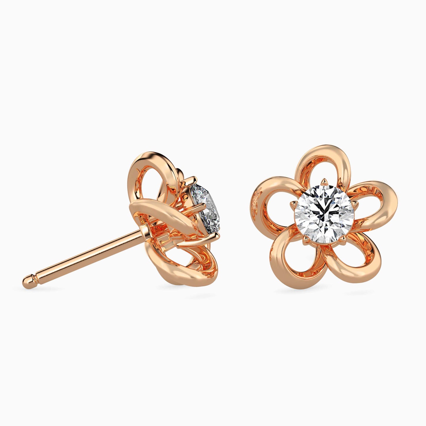 Adella Solitaire Diamond Earring Rose Gold