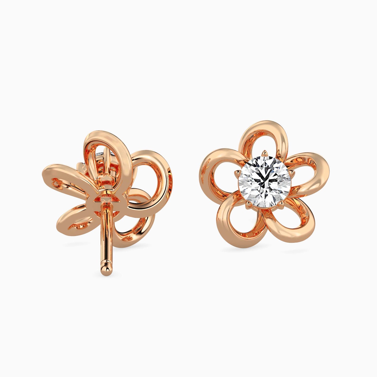 Adella Solitaire Diamond Earring Rose Gold