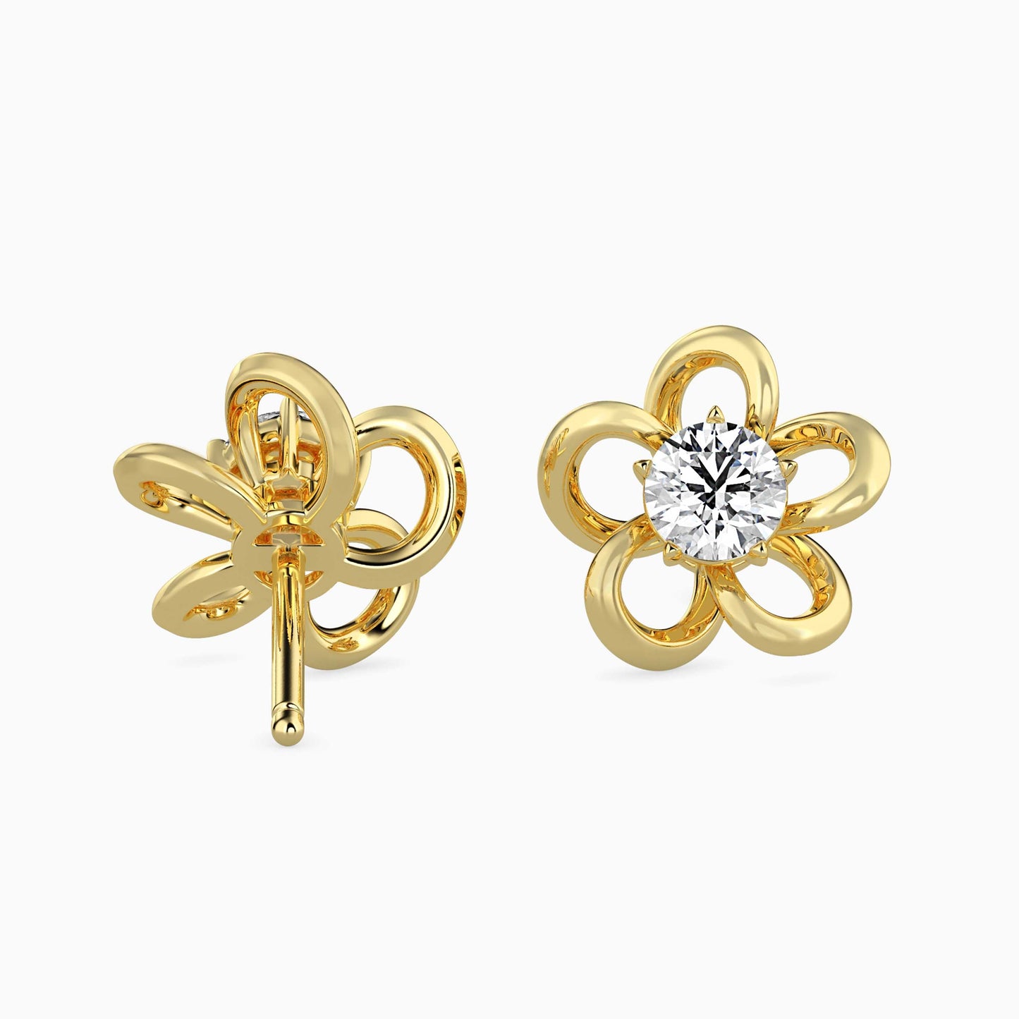 Adella Solitaire Diamond Earring Yellow Gold