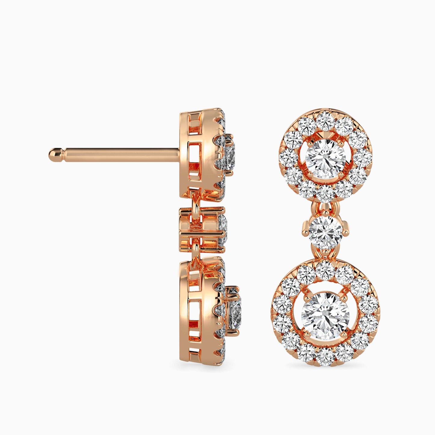 Sewer Diamond Solitaire Earring Rose Gold