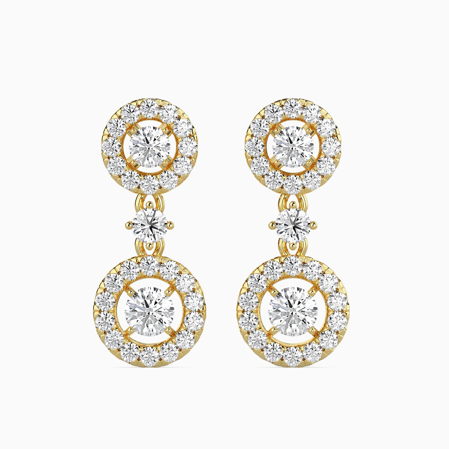 Sewer Diamond Solitaire Earring Yellow Gold