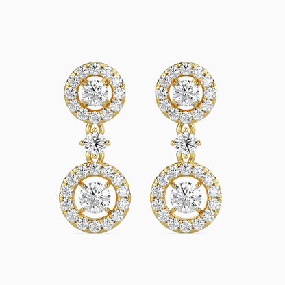 Sewer Diamond Solitaire Earring Yellow Gold