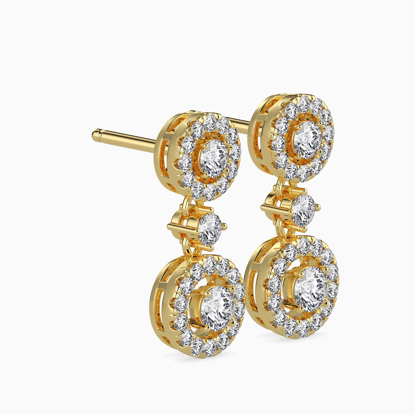 Sewer Diamond Solitaire Earring Yellow Gold