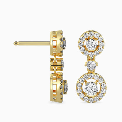 Sewer Diamond Solitaire Earring Yellow Gold