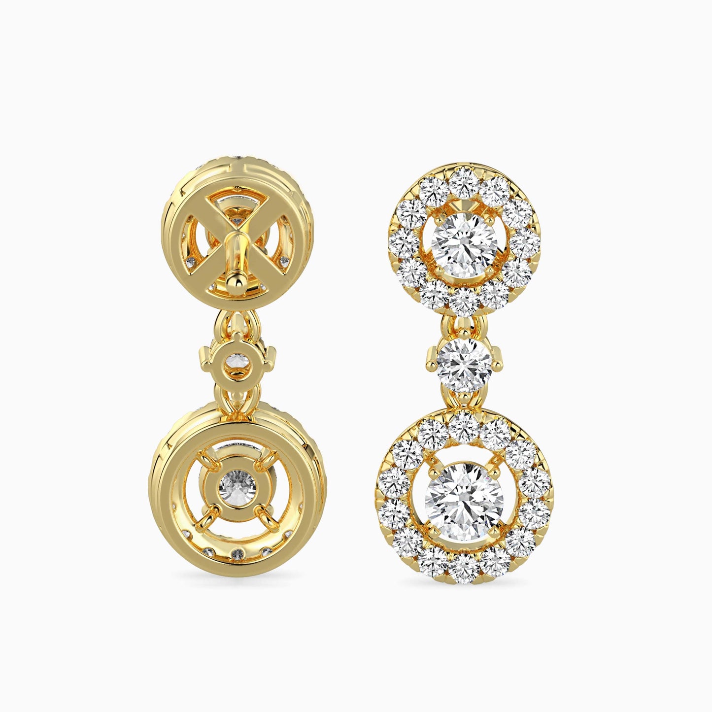 Sewer Diamond Solitaire Earring Yellow Gold