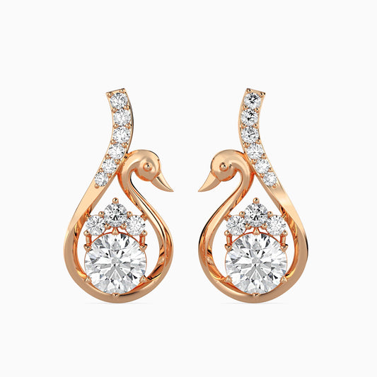 Carlota Diamond Solitaire Earring Rose Gold