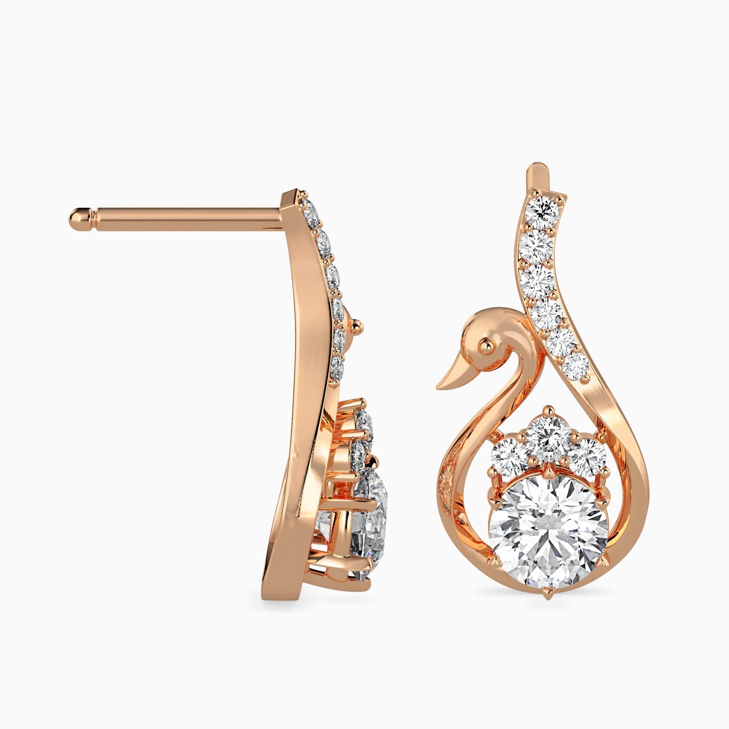 Carlota Diamond Solitaire Earring Rose Gold