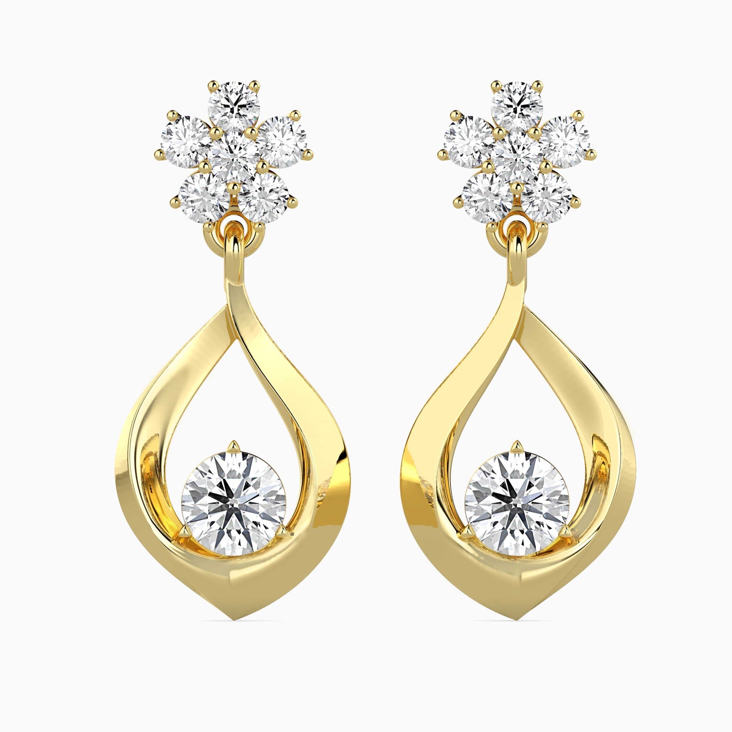 Medusa Diamond Solitaire Earring Yellow Gold