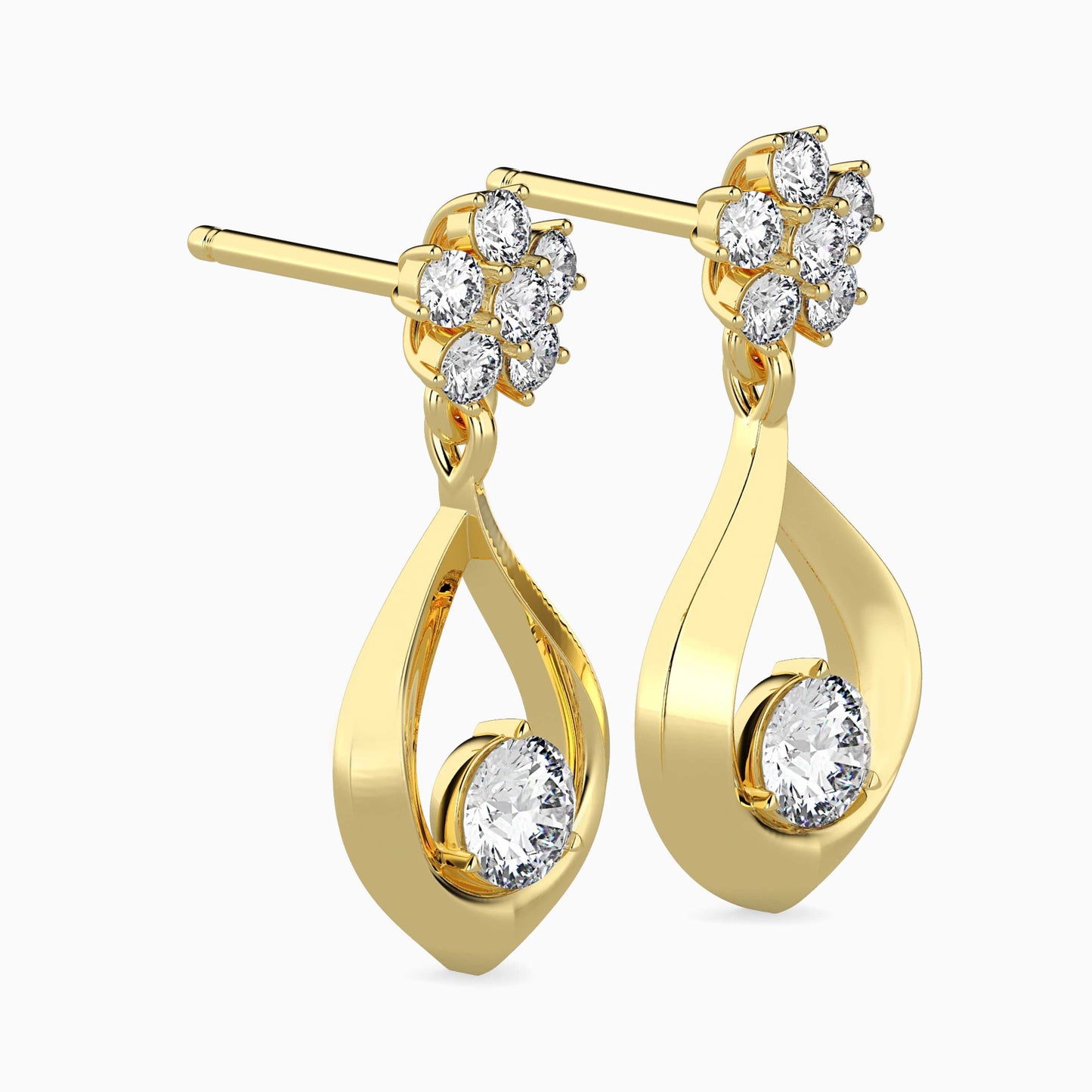 Medusa Diamond Solitaire Earring Yellow Gold