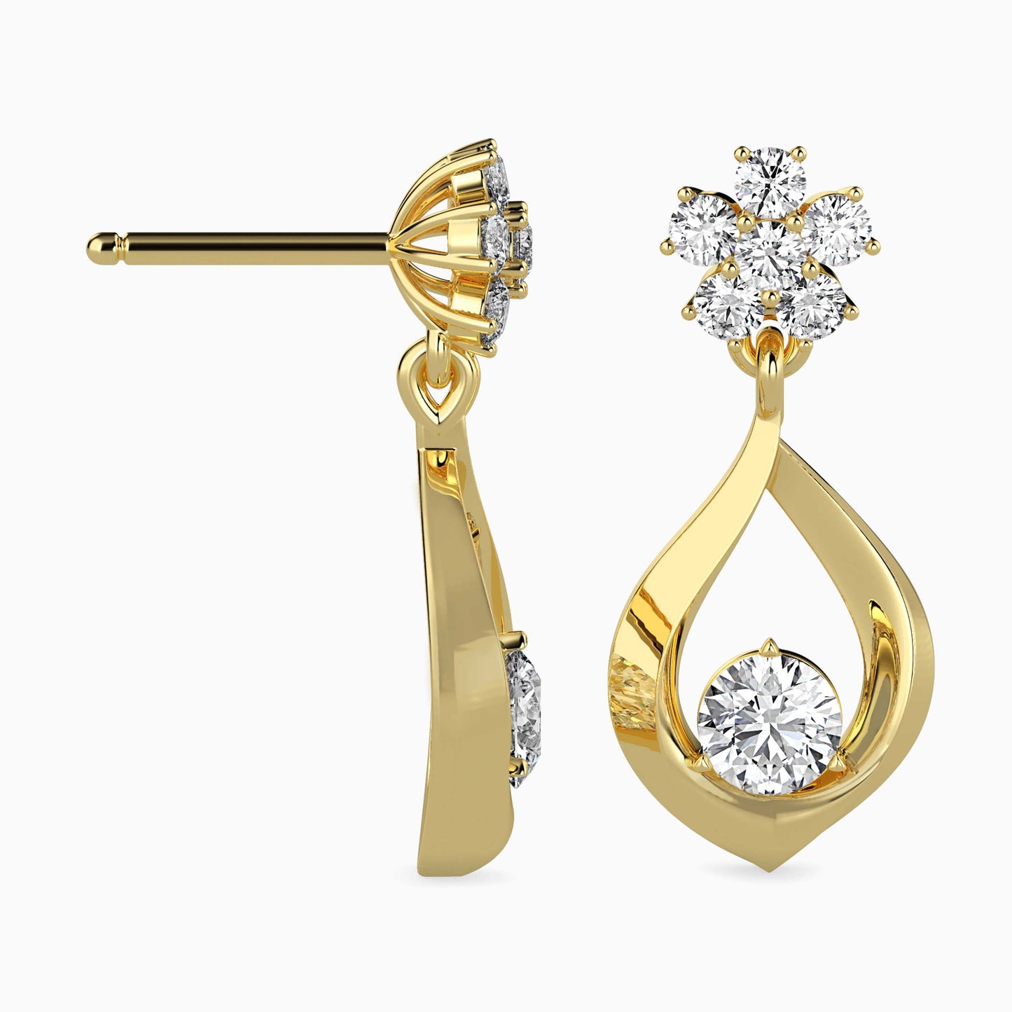 Medusa Diamond Solitaire Earring Yellow Gold