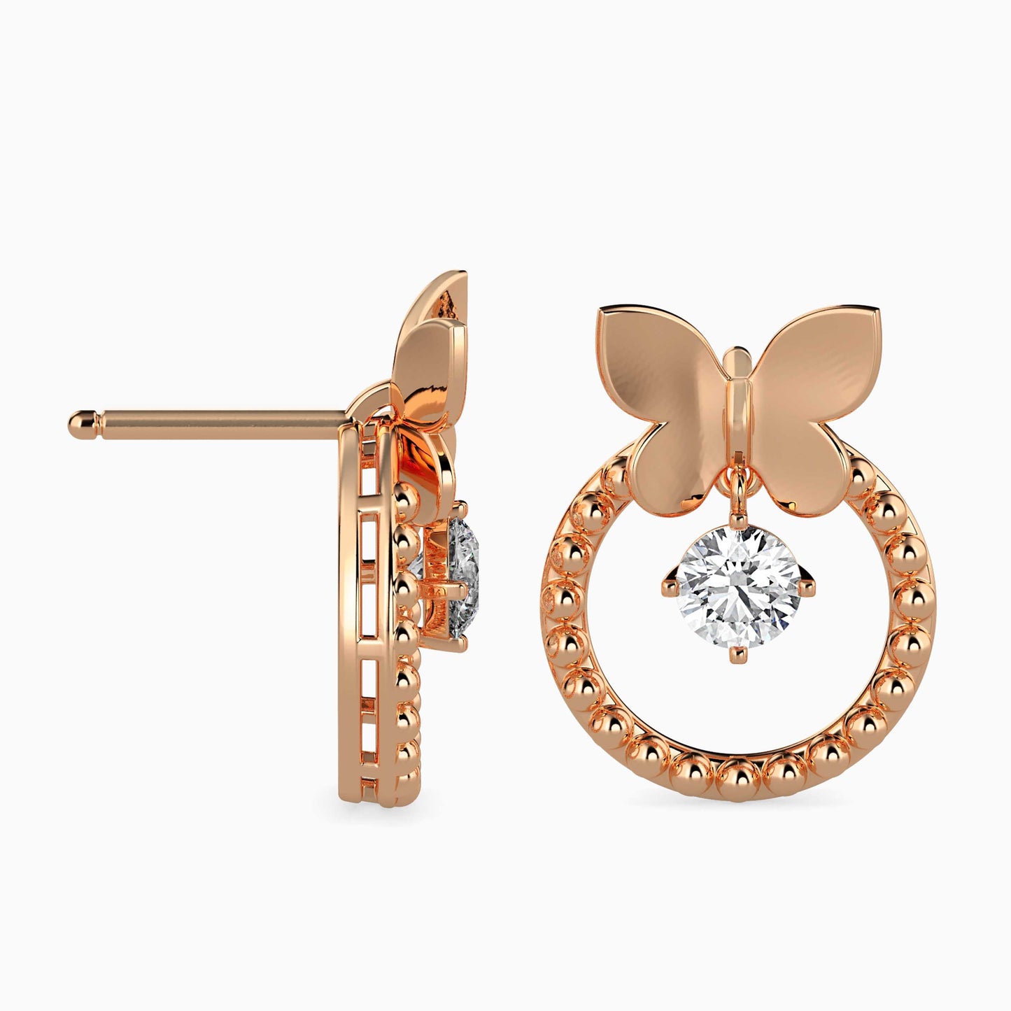 Arikara Solitaire Diamond Earring Rose Gold