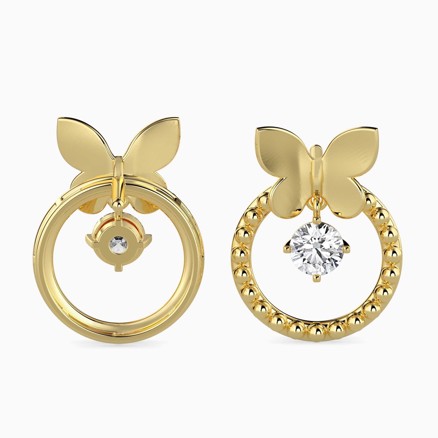 Arikara Solitaire Diamond Earring Yellow Gold