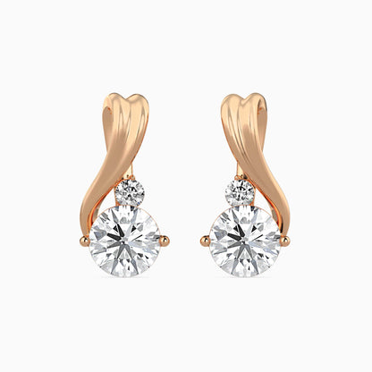 Piec Diamond Solitaire Earring Rose Gold