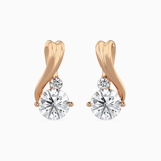 Piec Diamond Solitaire Earring Rose Gold